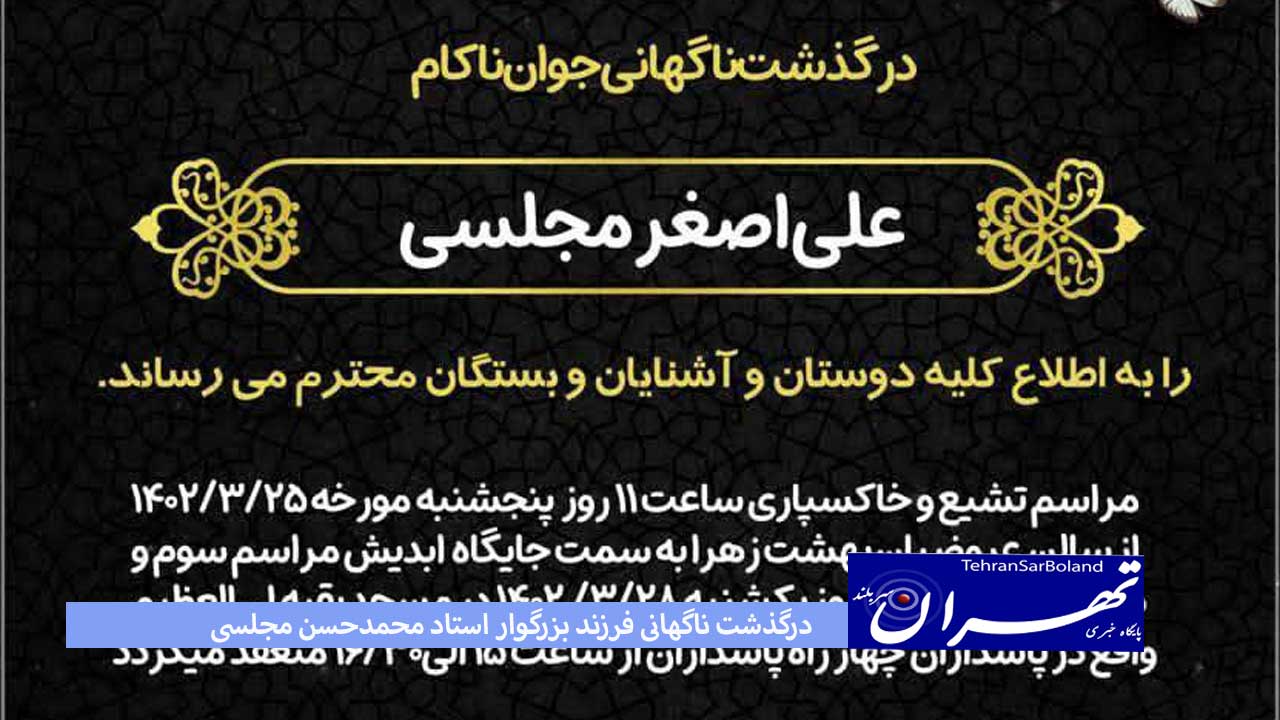 درگذشت ناگهانی فرزند بزرگوار استاد محمدحسن مجلسی